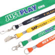 Custom printed lanyards are available in several stock colors.