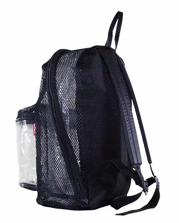 Mesh Backpacks with Clear Front Pocket & Solid Padded Back side view