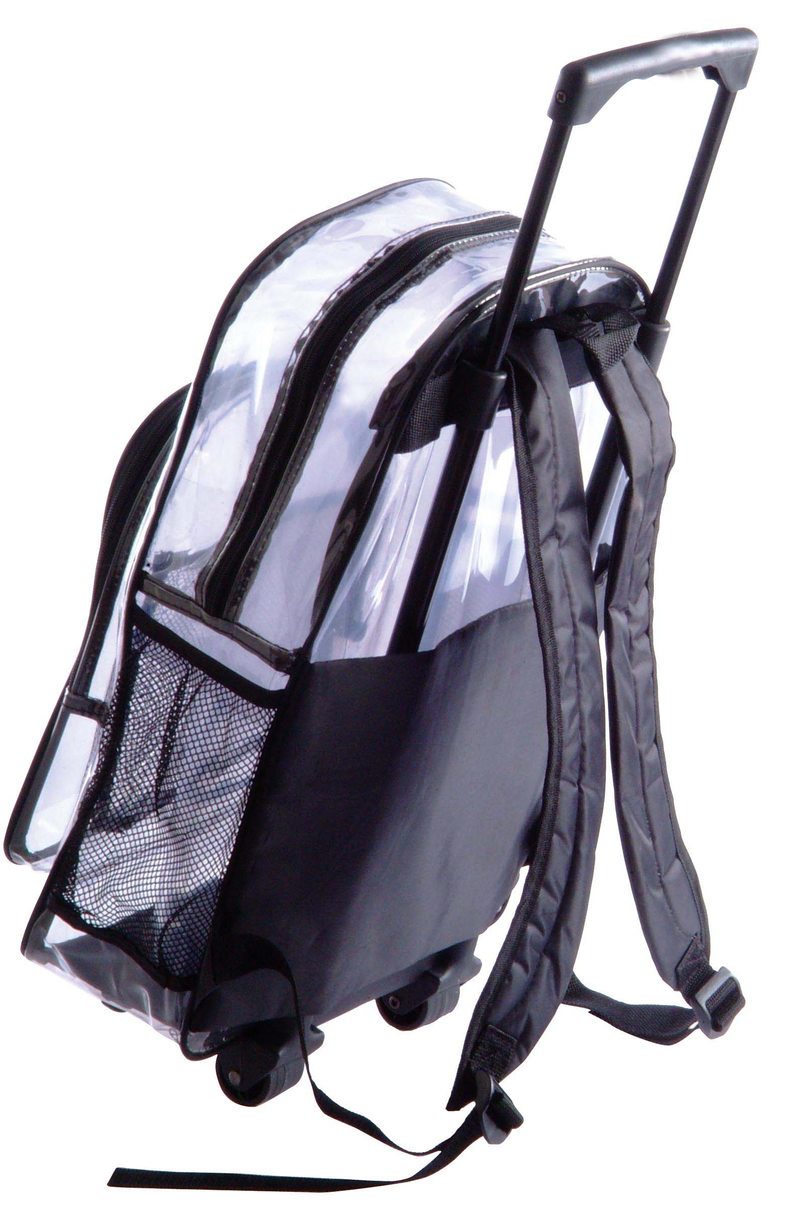 Clear Rolling Backpacks with wheels back