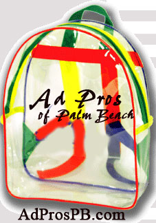 Kid's clear backpacks clear vinyl material with multicolored straps and accents