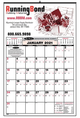 Construction Bid Calendar Extra Large