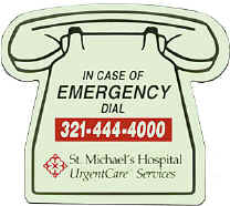 Glow in the dark telephone shaped magnet