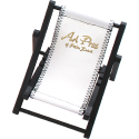 Black Frame with White Vinyl Seat. Mini Beach Chair Cell Phone Holder 