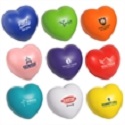 Custom Printed Heart stress relievers come in assorted colors, including pink.